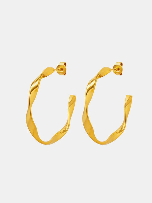 Titanium Steel C-Hoop Earrings gold finish