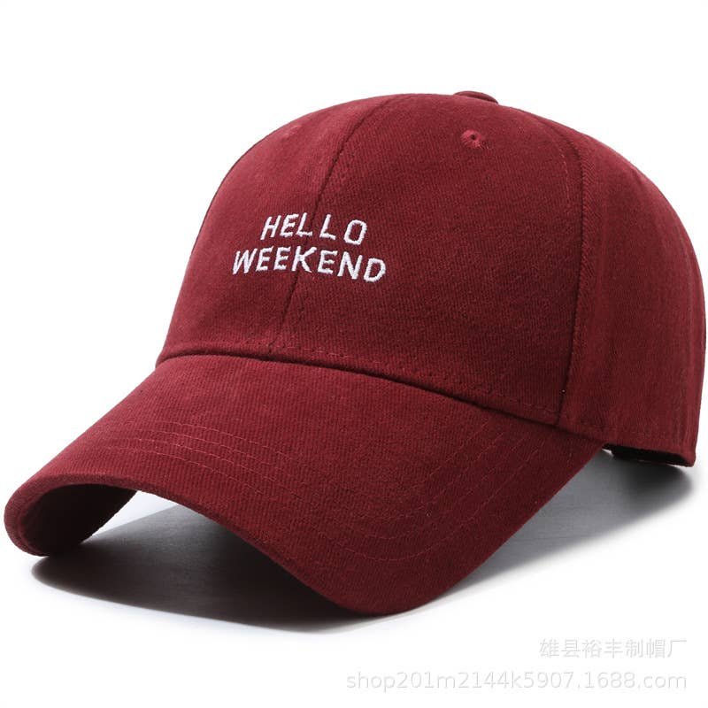 Hello Weekend Embroidered Cap