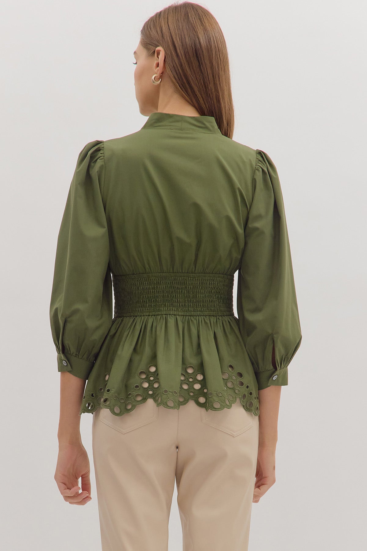 The Sutton Eyelet Peplum Top