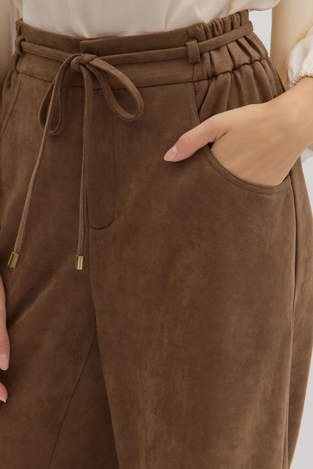 The Soft Suede Drawstring Pant