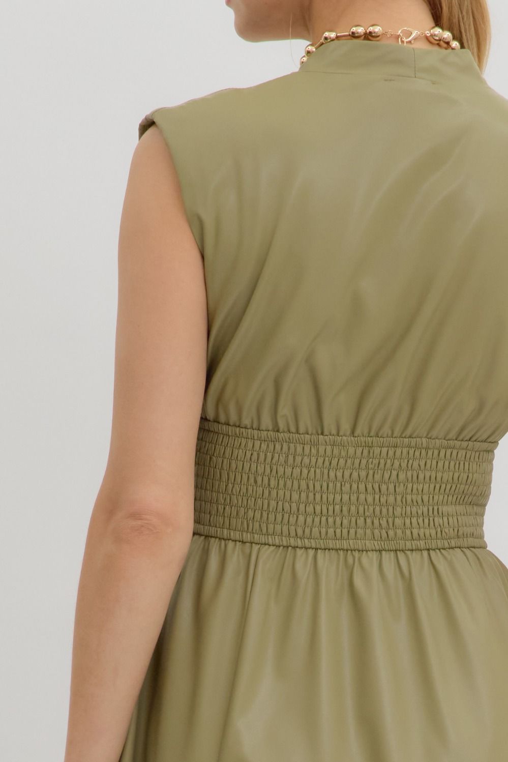 Sculpted Smocked-Waist Midi