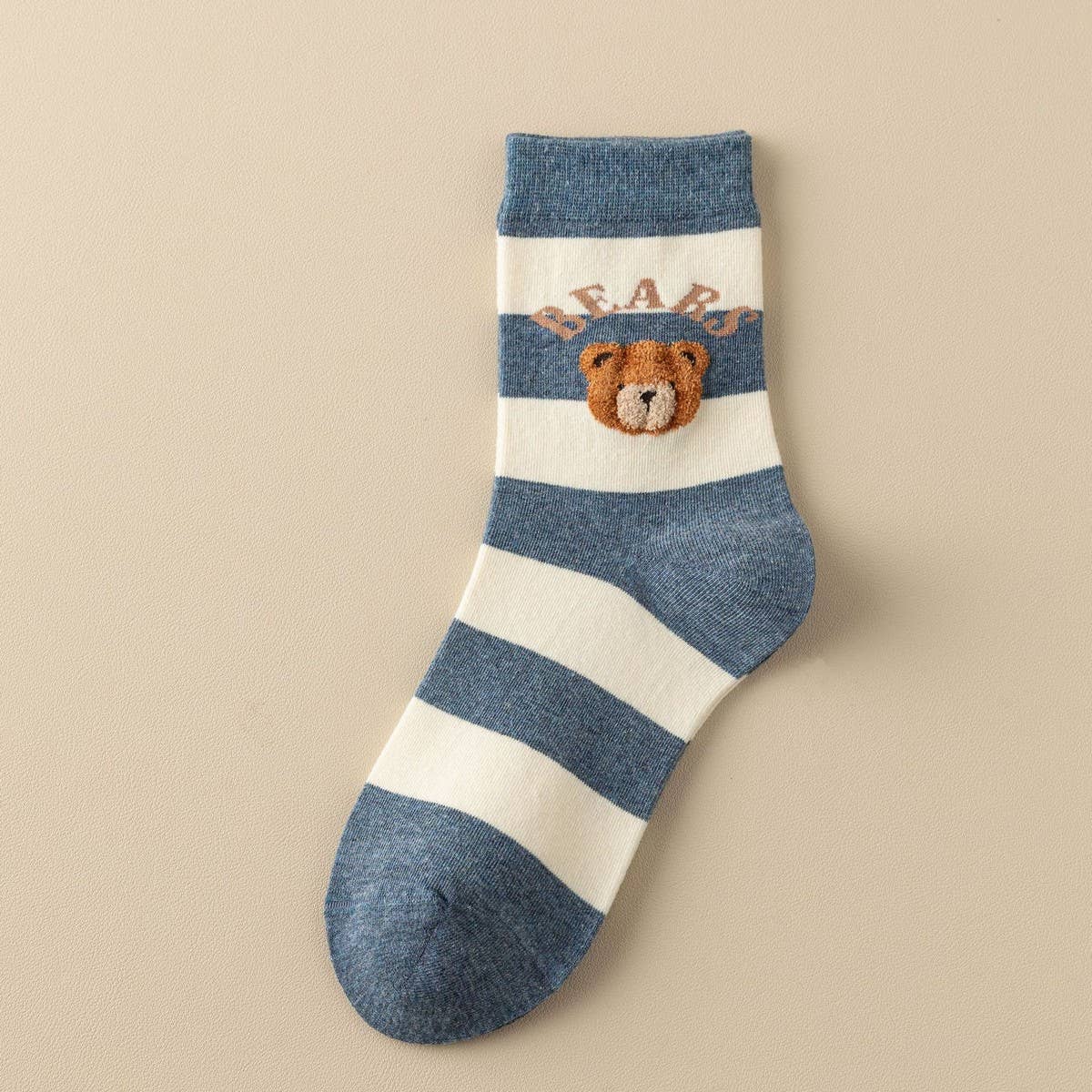 Cozy Bear Embroidery Crew Socks