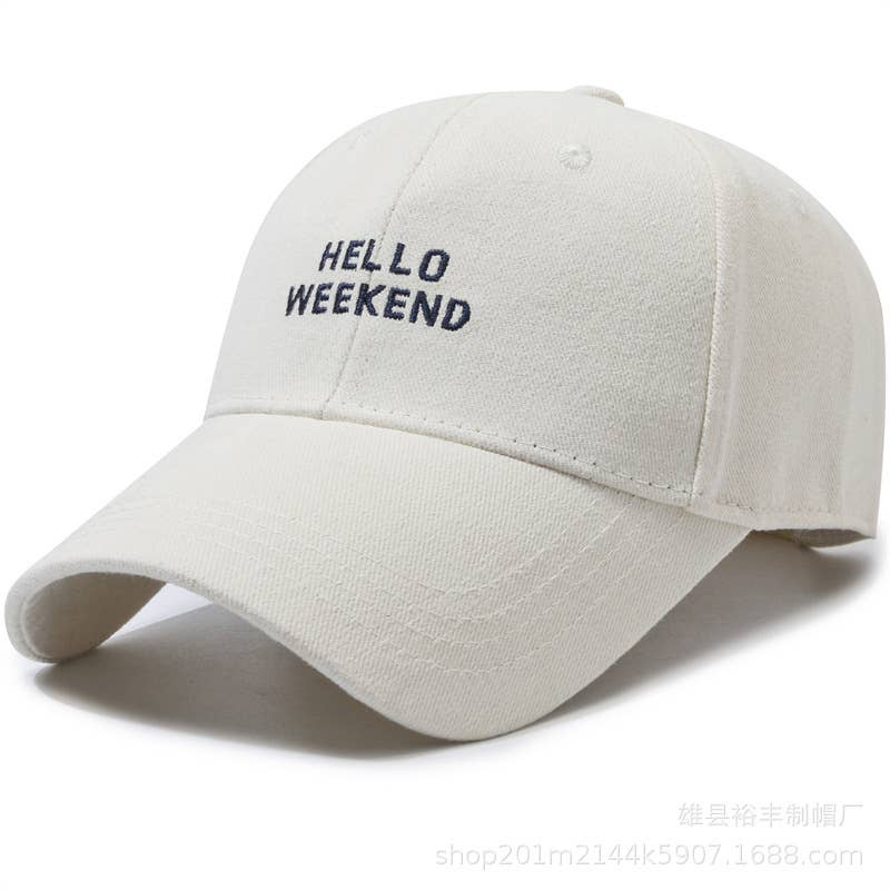 Hello Weekend Embroidered Cap