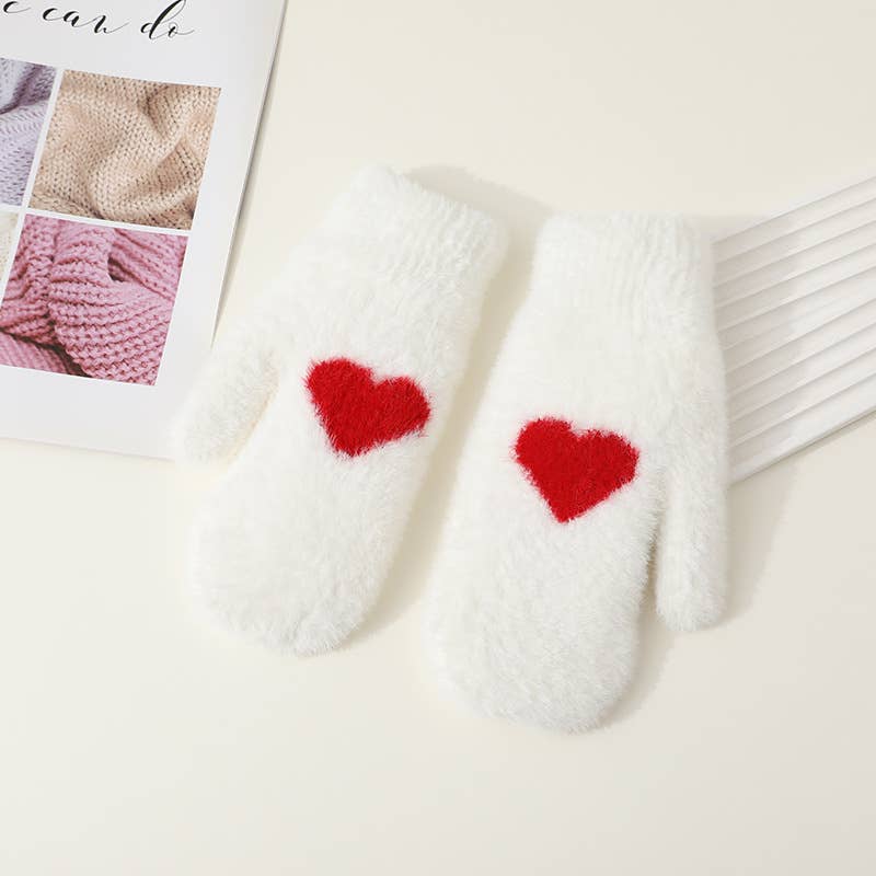 Christmas Red Heart Gloves
