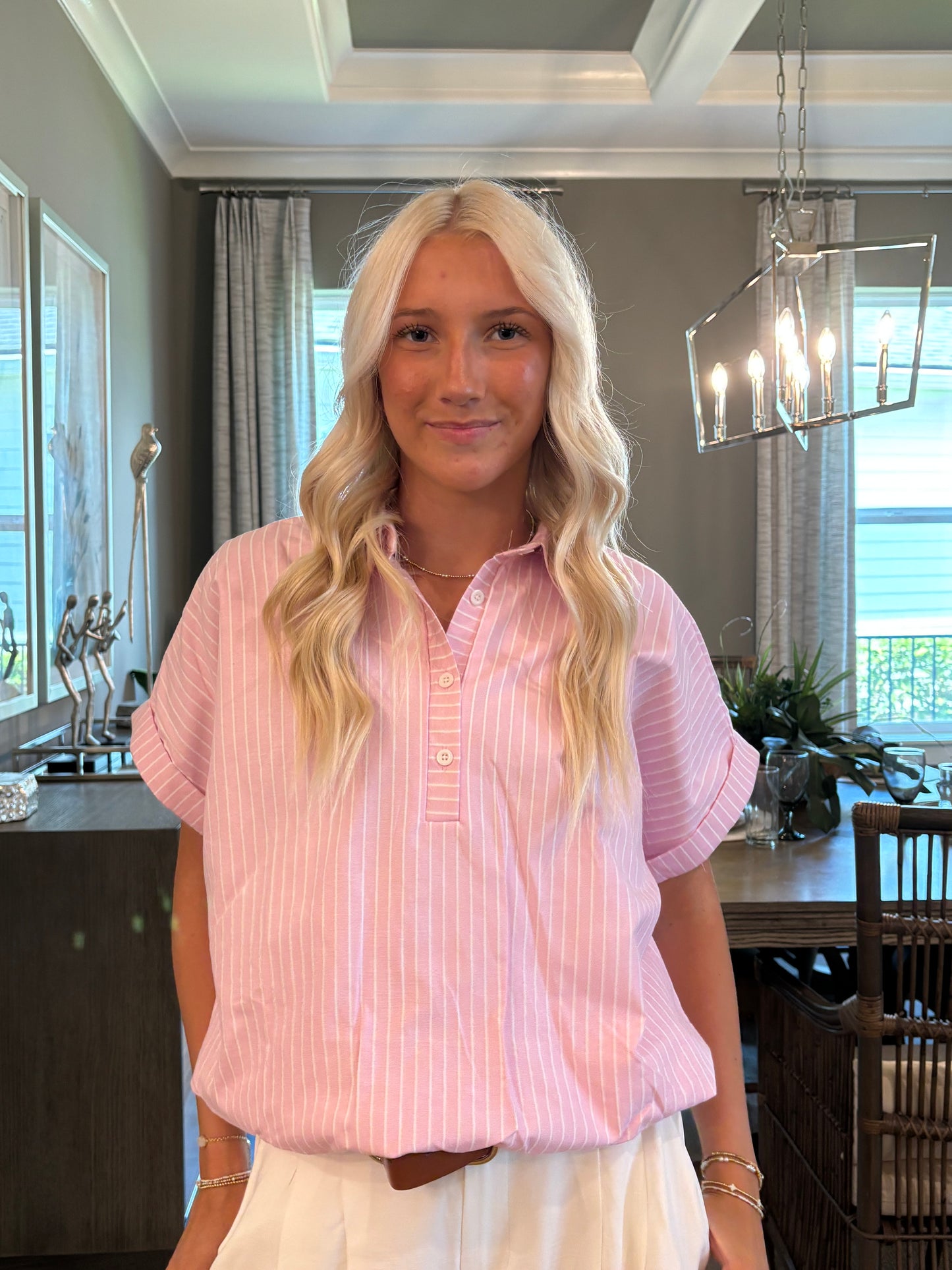 The Pink Stripe Cotton Poplin Button-Up