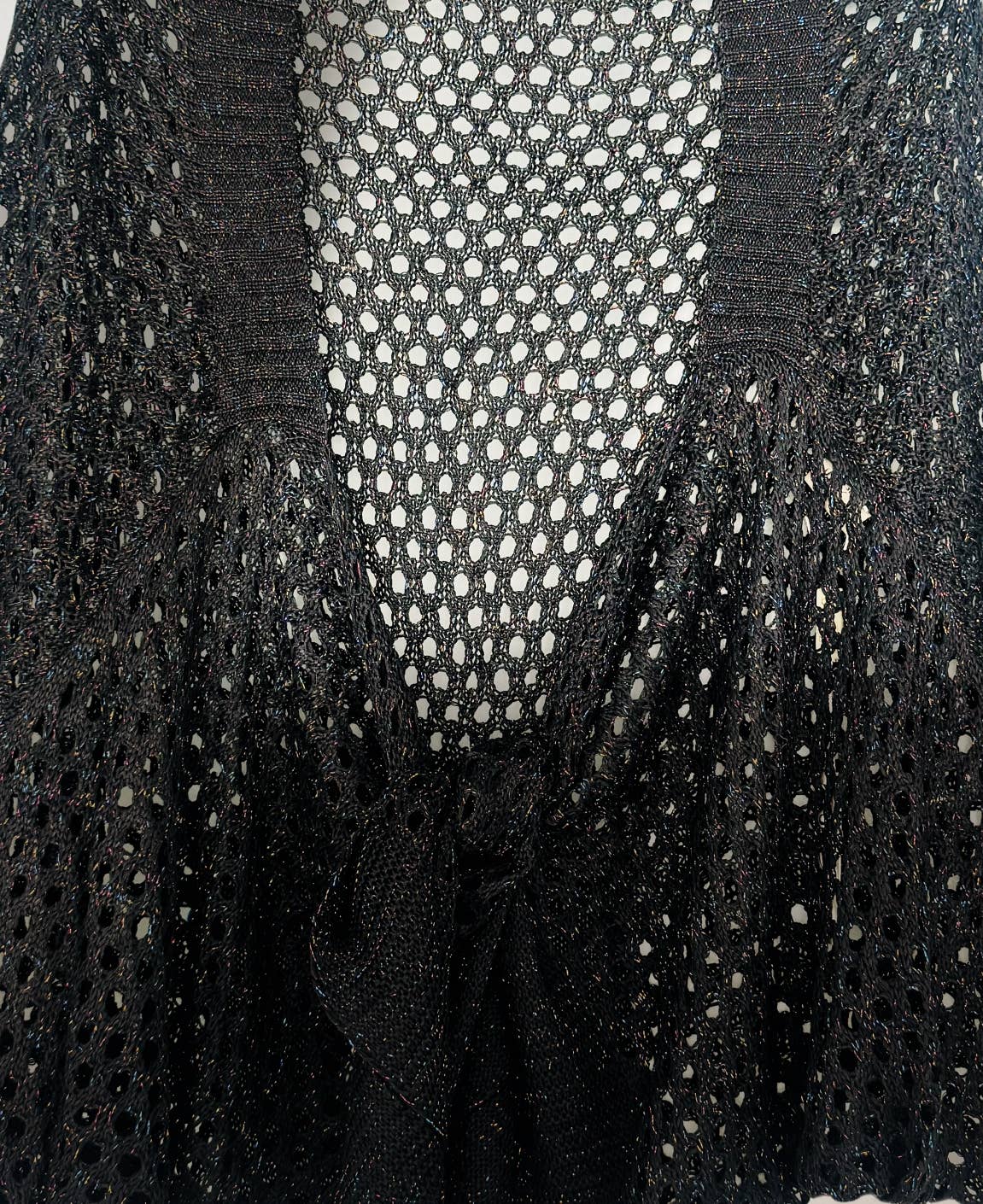 Soft Shimmer Open-Knit Cardigan