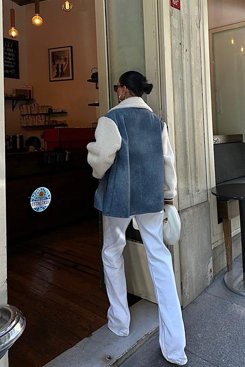 Ezra sherpa denim jacket back view