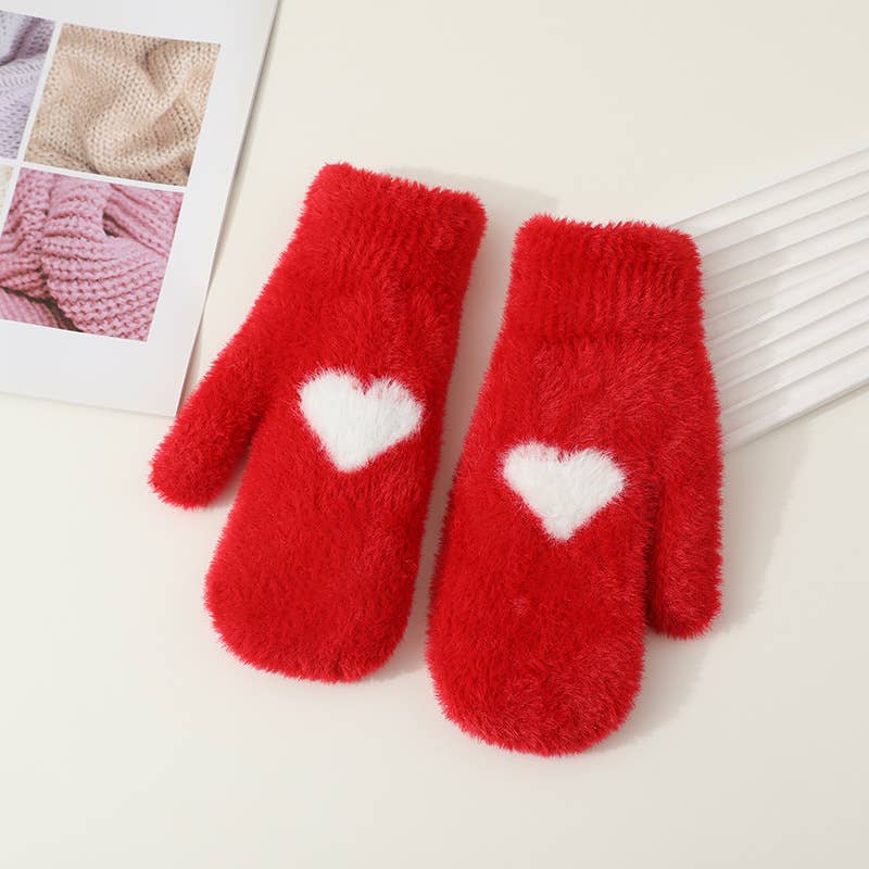 Christmas Red Heart Gloves