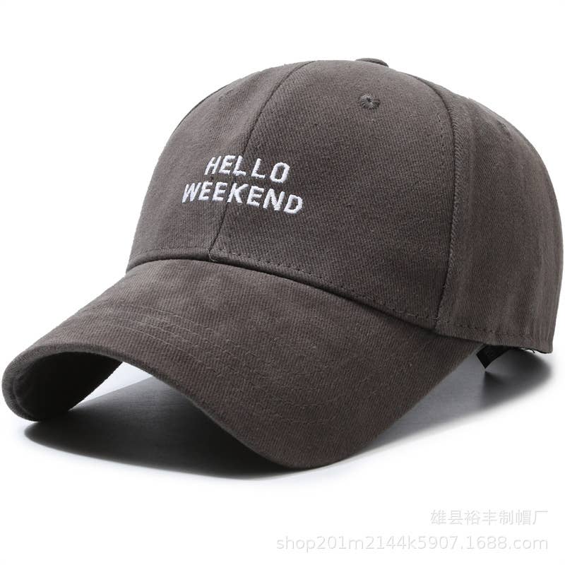 Hello Weekend Embroidered Cap