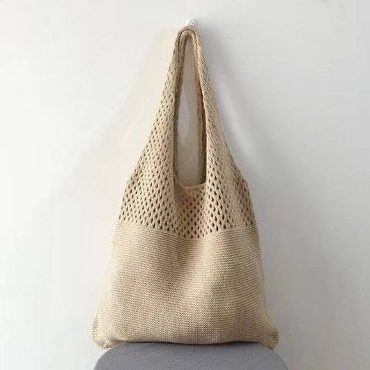Solid Color Knit Tote Bag