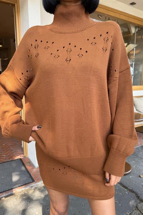 Knitwear texture detail in warm brown tone