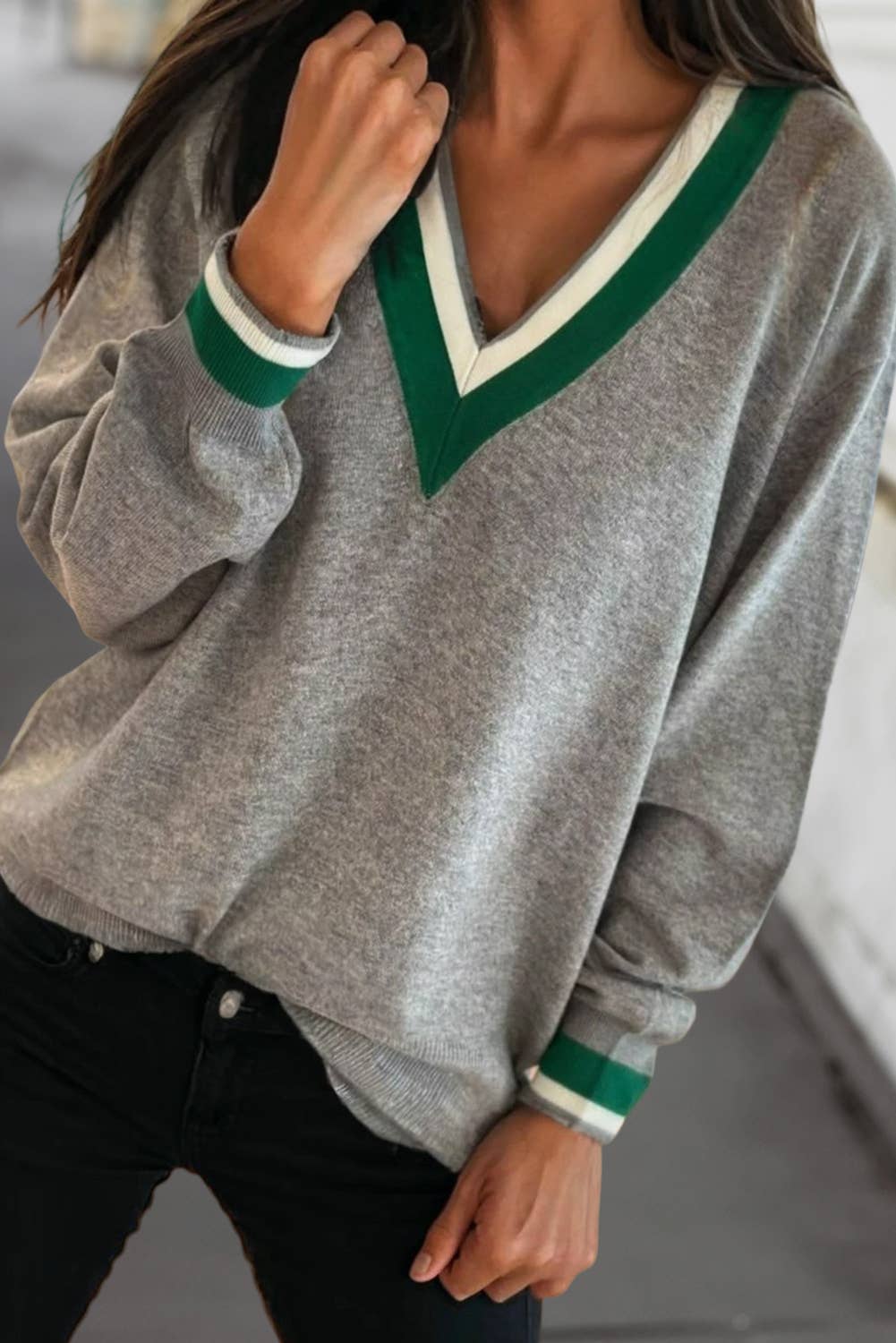 The Weekend Stripe V-Neck Knit