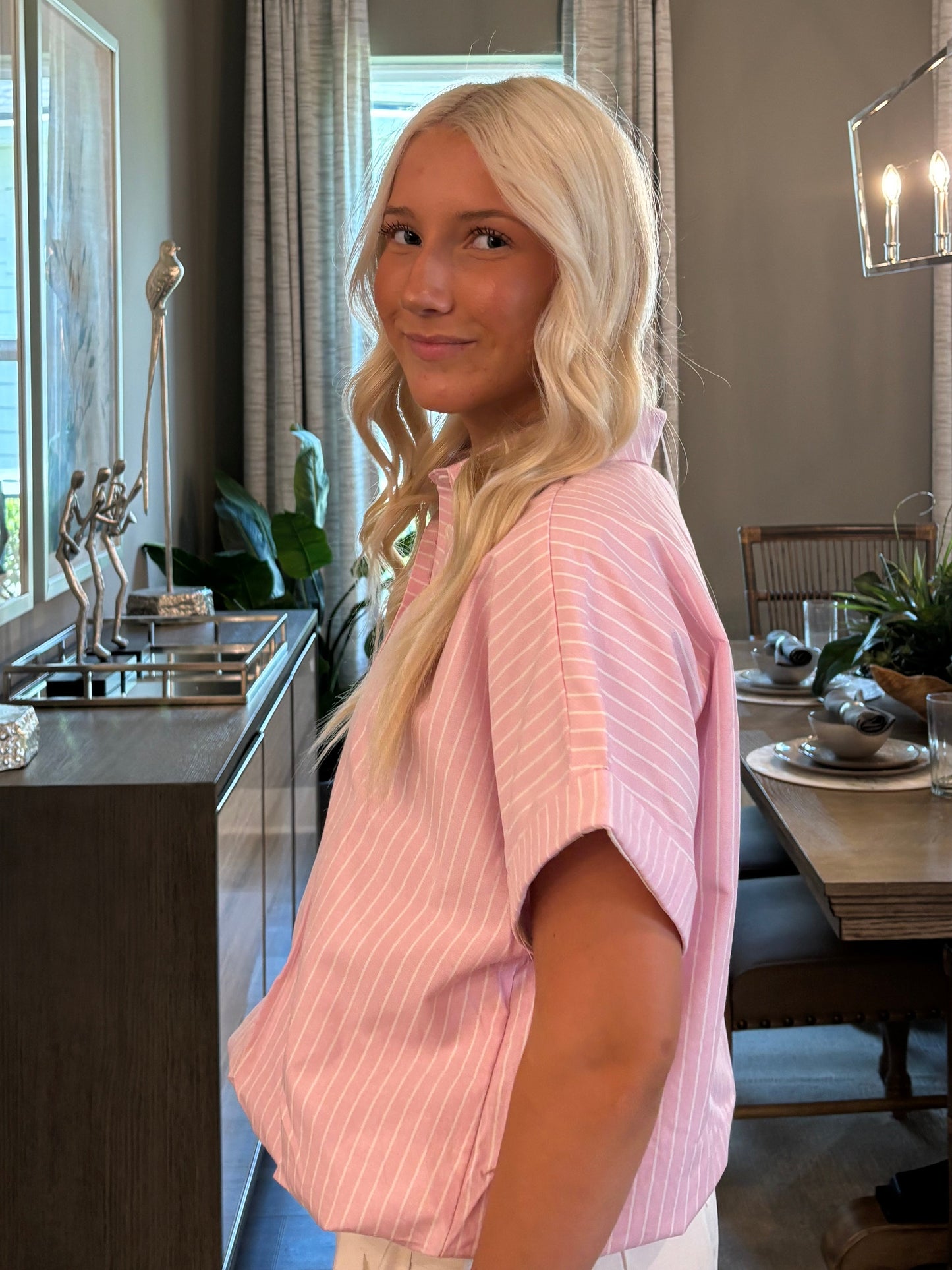 The Pink Stripe Cotton Poplin Button-Up