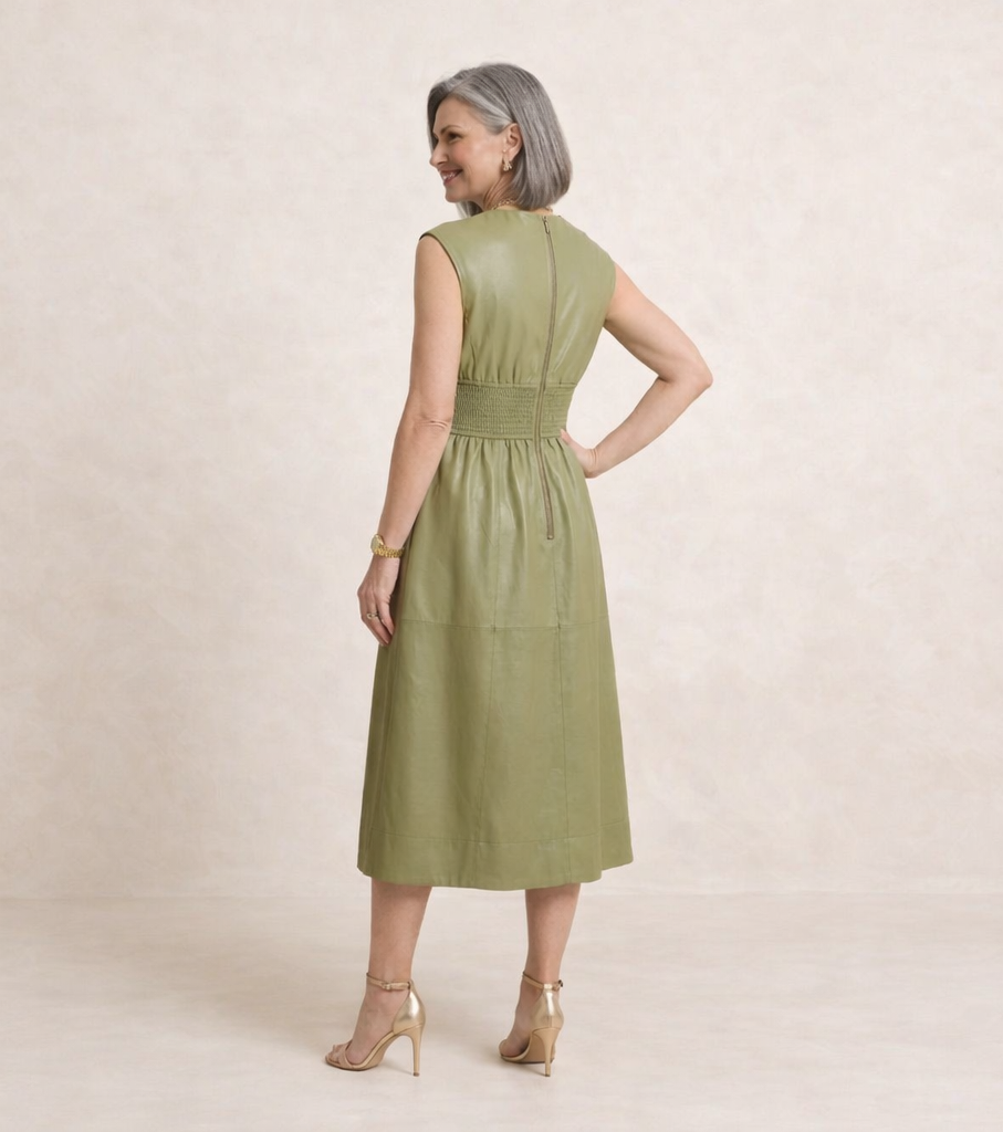 Sculpted Smocked-Waist Midi