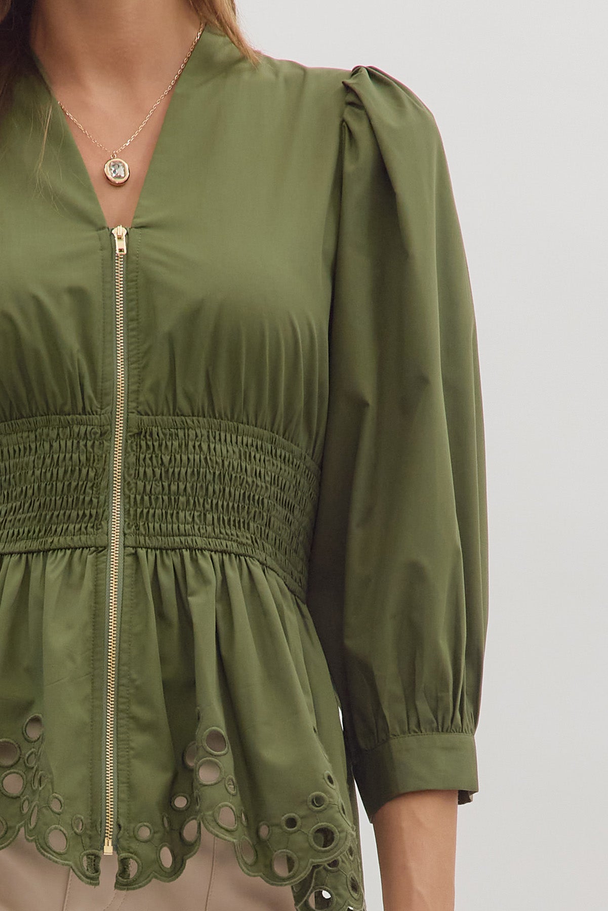 The Sutton Eyelet Peplum Top