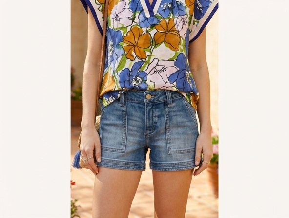 Low Rise Patched Pocket Shorts