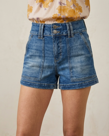 Refined High Rise Denim Shorts