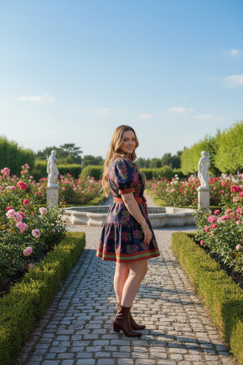 Twilight Meadow Belted Mini Dress