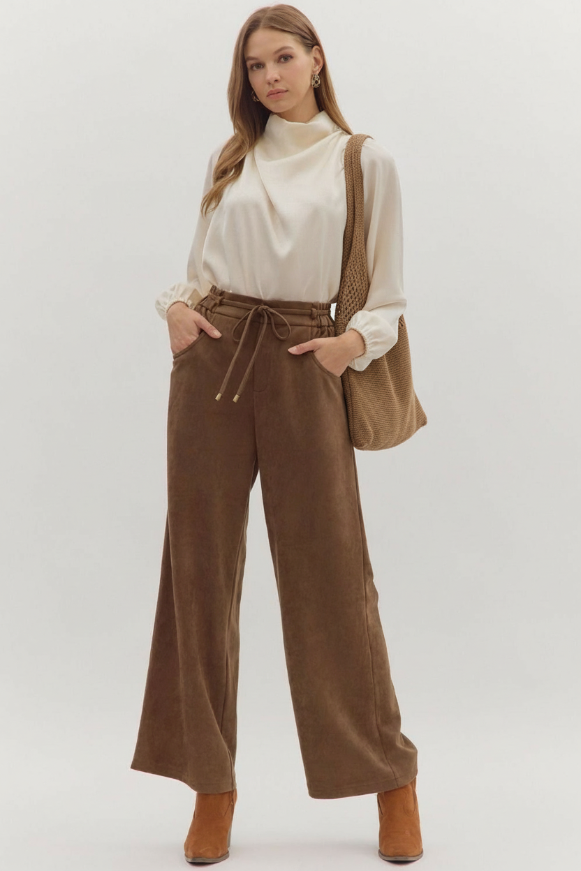 Soft Suede Drawstring Pant