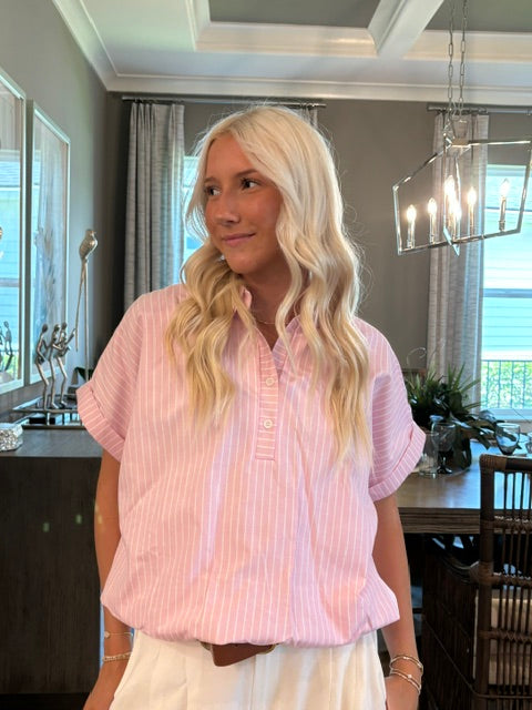 The Pink Stripe Cotton Poplin Button-Up