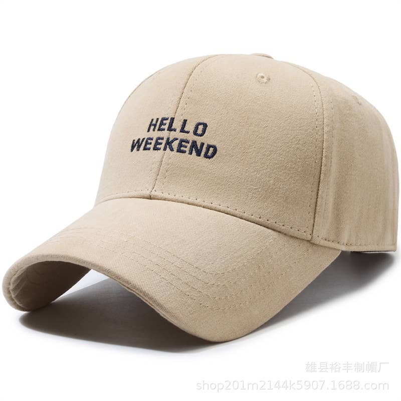 Hello Weekend Embroidered Cap