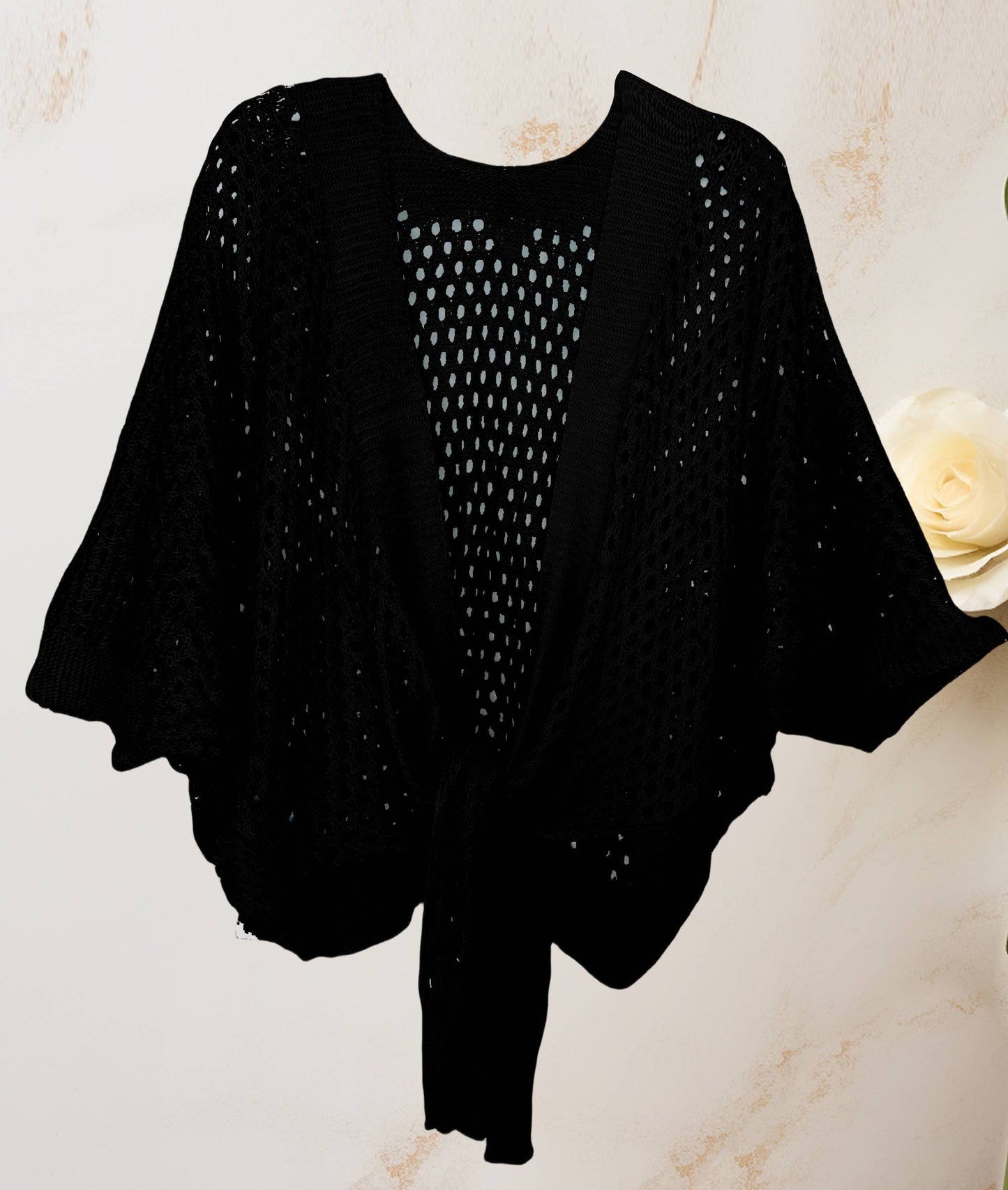 Soft Shimmer Open-Knit Cardigan