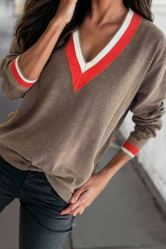 The Weekend Stripe V-Neck Knit
