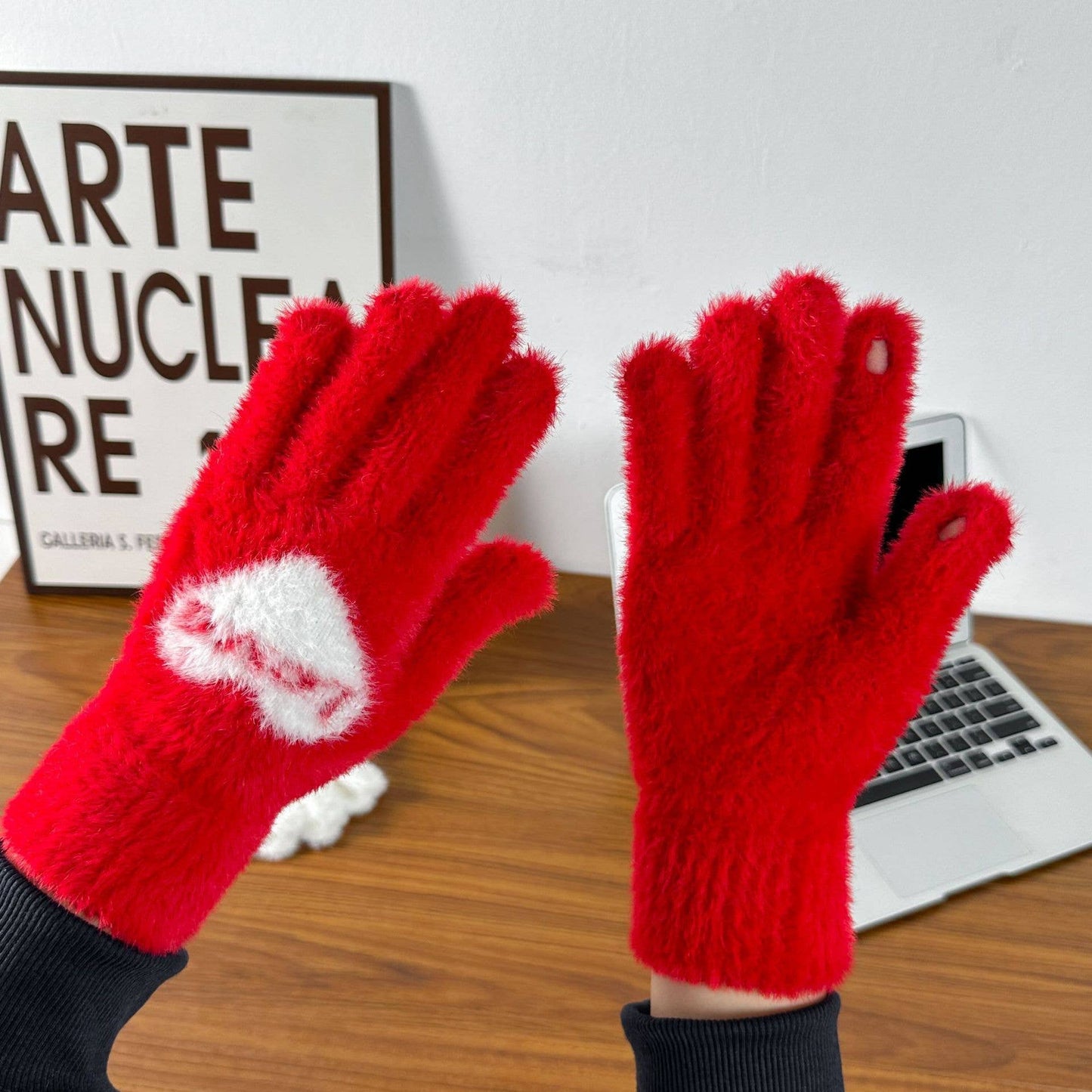 Christmas Red Heart Gloves