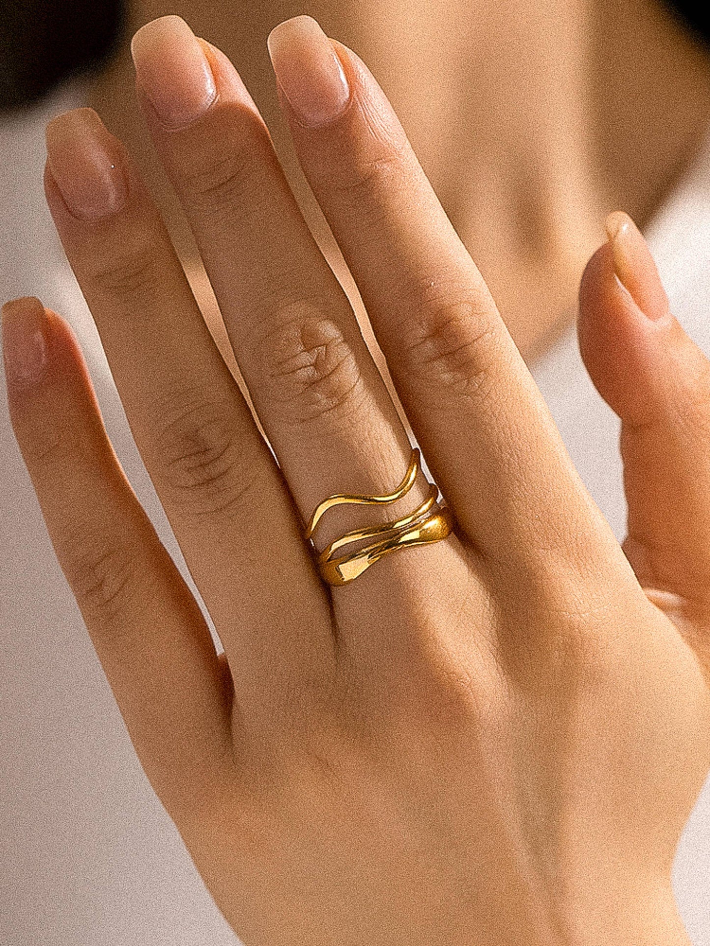 Ozzy 18K Gold Non-Tarnish Abstract Ring