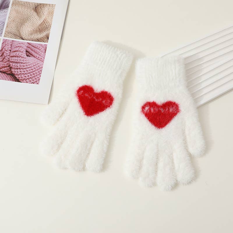 Christmas Red Heart Gloves
