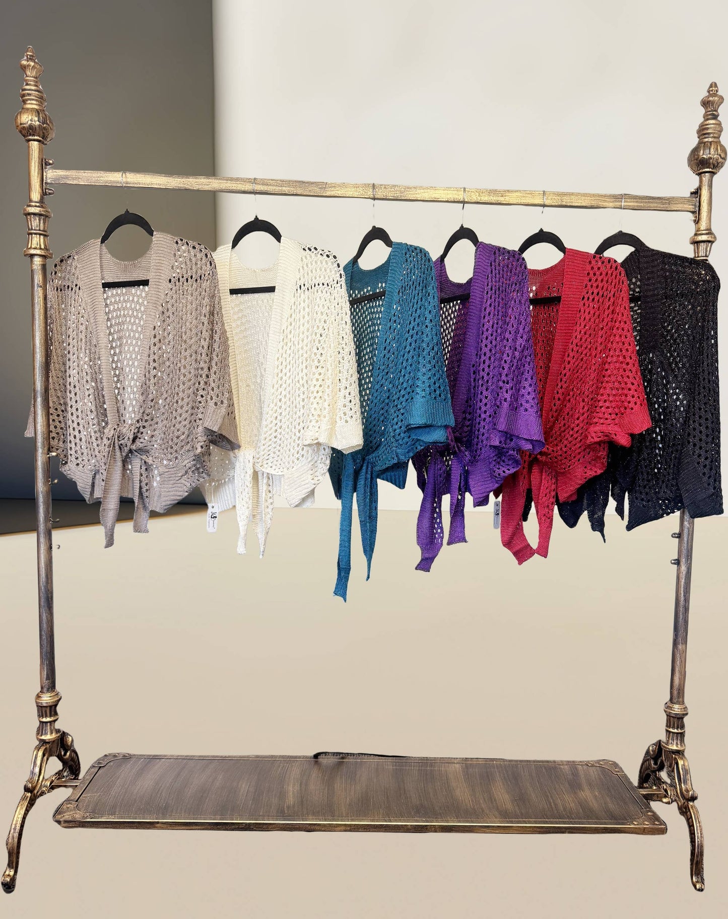 Soft Shimmer Open-Knit Cardigan