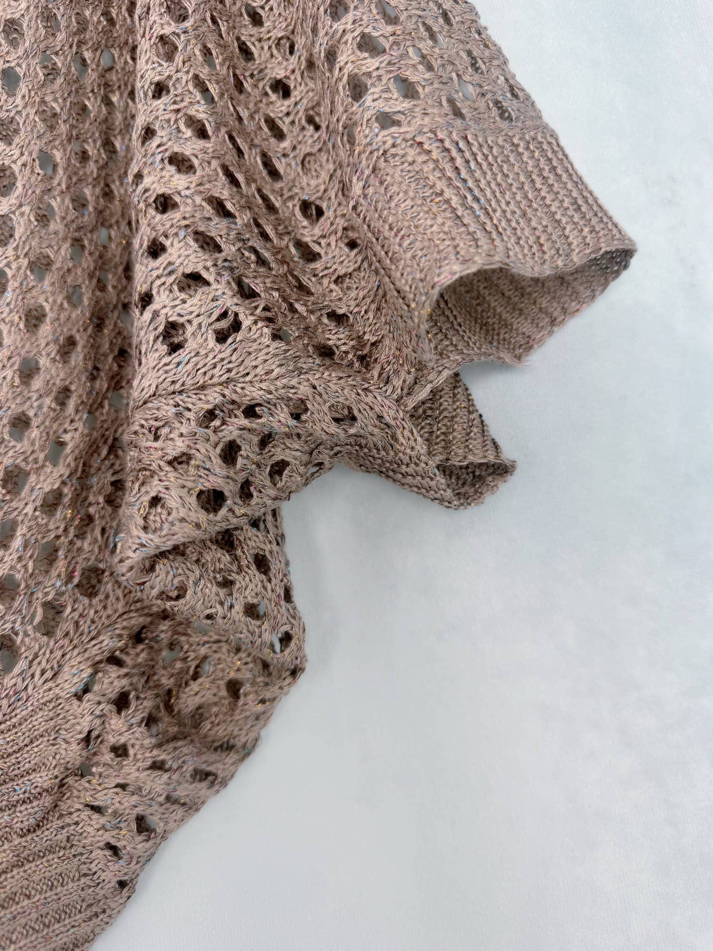 Soft Shimmer Open-Knit Cardigan