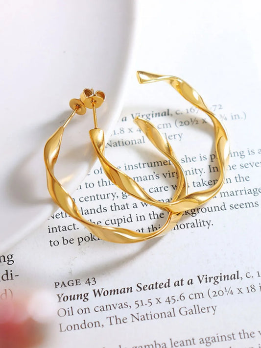 Titanium Steel C-Hoop Earrings gold finish