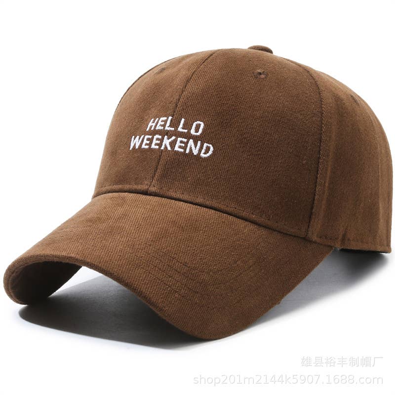 Hello Weekend Embroidered Cap