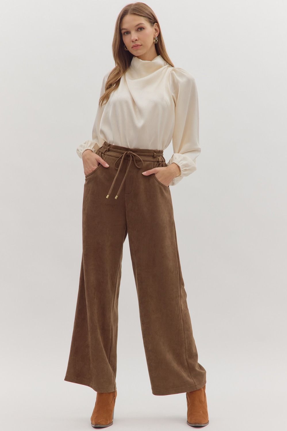 Soft Suede Drawstring Pant