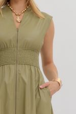 Sculpted Smocked-Waist Midi