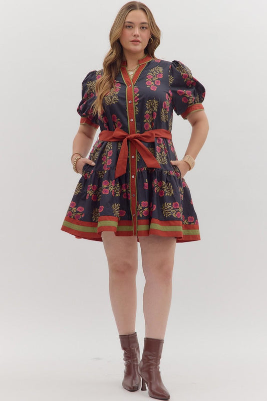 Twilight Meadow Belted Mini Dress