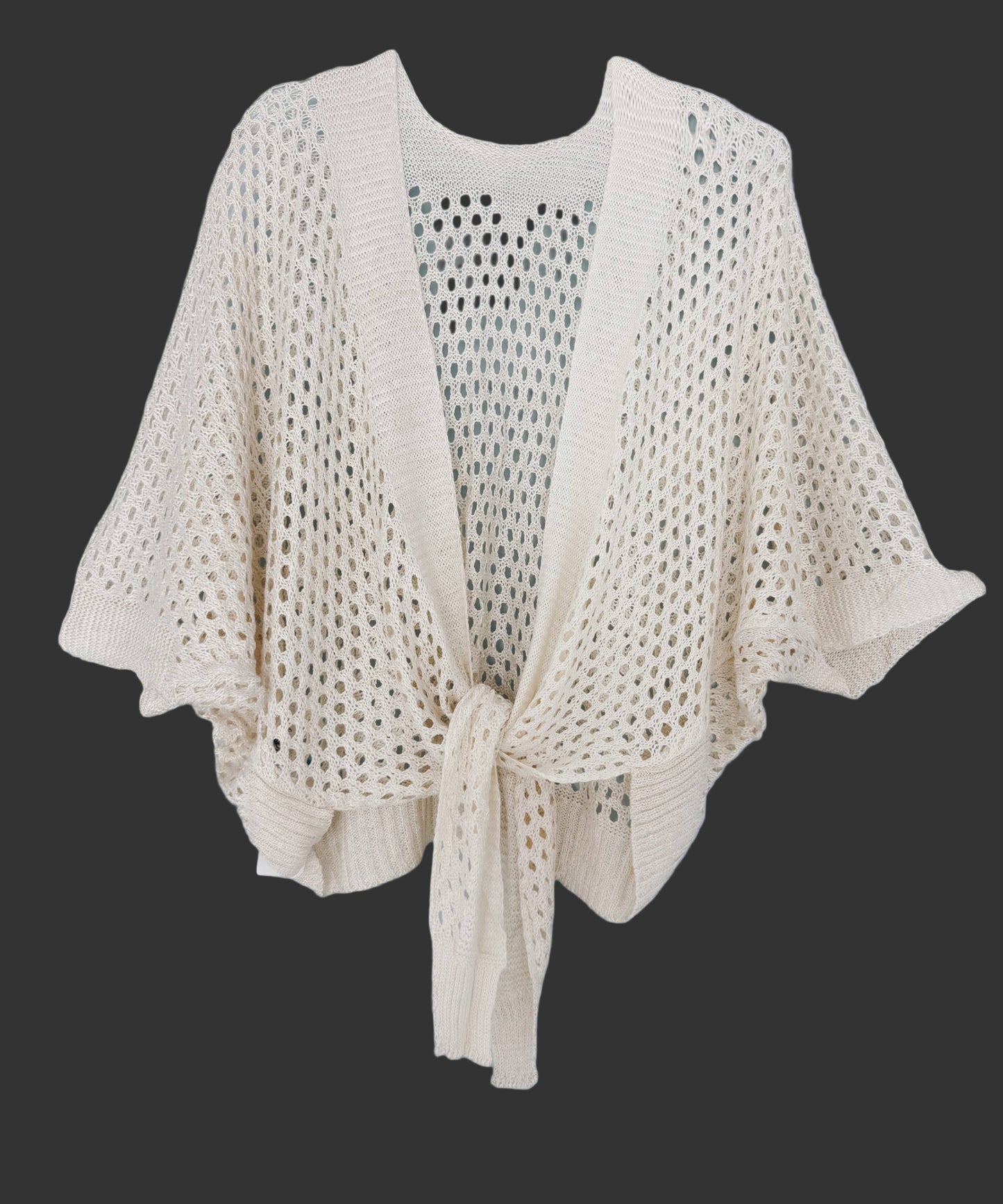 Soft Shimmer Open-Knit Cardigan